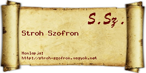 Stroh Szofron névjegykártya